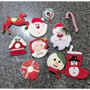 Lot Of (10) Handmade Christmas Tree Holiday Ornaments Handmade Mr. & Mrs. Claus